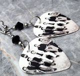 Maroon 5 Group Picture Guitar Pick Earrings with Black Swarovski Crystals