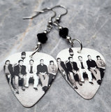 Maroon 5 Group Picture Guitar Pick Earrings with Black Swarovski Crystals