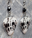 Maroon 5 Group Picture Guitar Pick Earrings with Black Swarovski Crystals