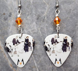 Maroon 5 Guitar Pick Earrings with Orange Swarovski Crystals