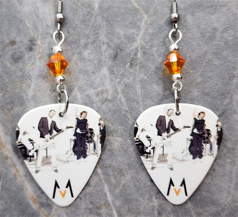 Maroon 5 Guitar Pick Earrings with Orange Swarovski Crystals