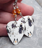 Maroon 5 Guitar Pick Earrings with Orange Swarovski Crystals