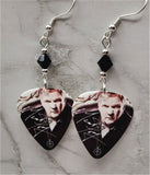 Meat Loaf Guitar Pick Earrings with Black Swarovski Crystals