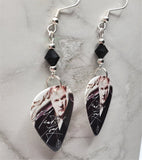 Meat Loaf Guitar Pick Earrings with Black Swarovski Crystals