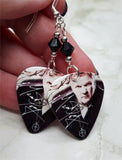 Meat Loaf Guitar Pick Earrings with Black Swarovski Crystals