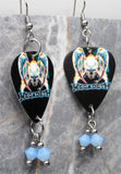 Megadeth Guitar Pick Earrings with Air Blue Opal Swarovski Crystal Dangles