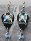 Megadeth Guitar Pick Earrings with Air Blue Opal Swarovski Crystal Dangles