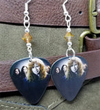 Megadeth Guitar Pick Earrings with Copper Swarovski Crystals