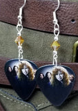 Megadeth Guitar Pick Earrings with Copper Swarovski Crystals