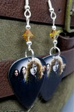 Megadeth Guitar Pick Earrings with Copper Swarovski Crystals