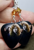 Megadeth Guitar Pick Earrings with Copper Swarovski Crystals