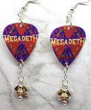 Megadeth Maximum Guitar Pick Earrings with Metallic Sunshine Swarovski Crystal Dangles