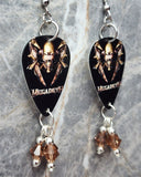 Megadeth Guitar Pick Earrings with Brown Swarovski Crystal Dangles