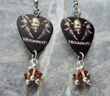 Megadeth Guitar Pick Earrings with Brown Swarovski Crystal Dangles