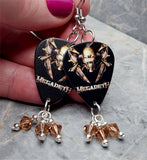 Megadeth Guitar Pick Earrings with Brown Swarovski Crystal Dangles