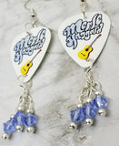 Merle Haggard Guitar Pick Earrings with Blue Swarovski Crystal Dangles
