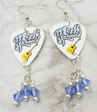 Merle Haggard Guitar Pick Earrings with Blue Swarovski Crystal Dangles
