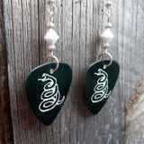 Metallica Black Album Guitar Pick Earrings with White Swarovski Crystals