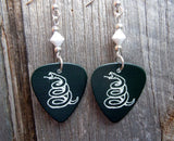 Metallica Black Album Guitar Pick Earrings with White Swarovski Crystals