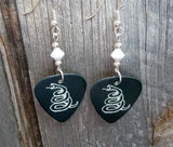 Metallica Black Album Guitar Pick Earrings with White Swarovski Crystals