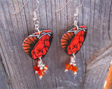 Metallica St Anger Guitar Pick Earrings with Orange Swarovski Crystal Dangles