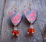 Metallica St Anger Guitar Pick Earrings with Orange Swarovski Crystal Dangles