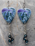 Metallica Grim Reaper Guitar Pick Earrings with Two Color Blended Swarovski Crystal Dangles