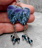 Metallica Grim Reaper Guitar Pick Earrings with Two Color Blended Swarovski Crystal Dangles