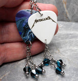 Metallica Grim Reaper Guitar Pick Earrings with Two Color Blended Swarovski Crystal Dangles