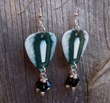 Metallica Death Magnetic Album Guitar Pick Earrings with Black Swarovski Crystal Dangles