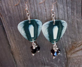 Metallica Death Magnetic Album Guitar Pick Earrings with Black Swarovski Crystal Dangles