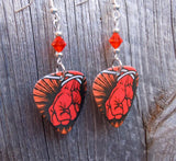 Metallica St Anger Guitar Pick Earrings with Orange Swarovski Crystals