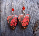 Metallica St Anger Guitar Pick Earrings with Orange Swarovski Crystals