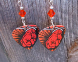 Metallica St Anger Guitar Pick Earrings with Orange Swarovski Crystals