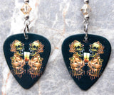 Metallica Skull Artwork Guitar Pick Earrings with Silk Swarovski Crystals