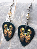 Metallica Skull Artwork Guitar Pick Earrings with Silk Swarovski Crystals