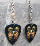 Metallica Skull Artwork Guitar Pick Earrings with Silk Swarovski Crystals