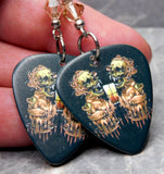 Metallica Skull Artwork Guitar Pick Earrings with Silk Swarovski Crystals
