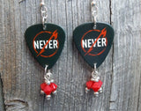 Metallica Through The Never Guitar Pick Earrings with Red Swarovski Crystal Dangles