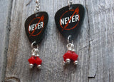 Metallica Through The Never Guitar Pick Earrings with Red Swarovski Crystal Dangles