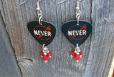 Metallica Through The Never Guitar Pick Earrings with Red Swarovski Crystal Dangles