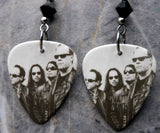 Metallica Group Picture Guitar Pick Earrings with Black Swarovski Crystals