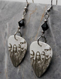 Metallica Group Picture Guitar Pick Earrings with Black Swarovski Crystals