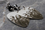 Metallica Group Picture Guitar Pick Earrings with Black Swarovski Crystals