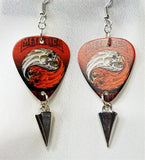 Metallica Yin Yang Guitar Pick Earrings with Silver Spike Dangles