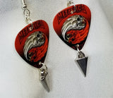 Metallica Yin Yang Guitar Pick Earrings with Silver Spike Dangles