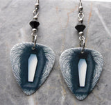 Metallica Death Magnetic Guitar Pick Earrings with Black Swarovski Crystals