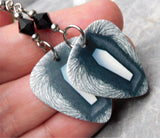 Metallica Death Magnetic Guitar Pick Earrings with Black Swarovski Crystals