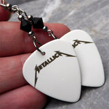Metallica Death Magnetic Guitar Pick Earrings with Black Swarovski Crystals