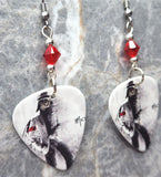 Michael Jackson Guitar Pick Earrings with Red Swarovski Crystals